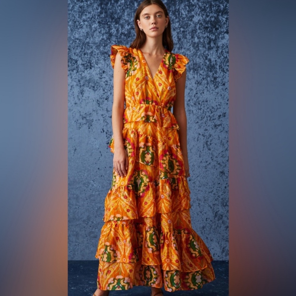 Marie Oliver Marisol Dress - Marigold Trellis color